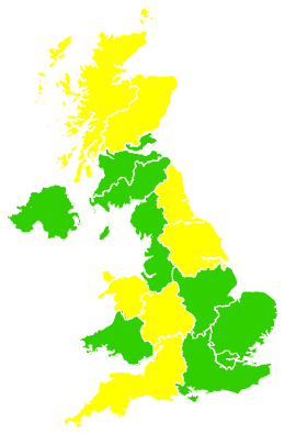 Click on a region for air pollution levels for 18/04/1998