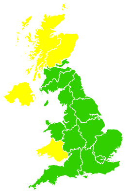 Click on a region for air pollution levels for 18/04/2000