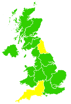 Click on a region for air pollution levels for 18/04/2001