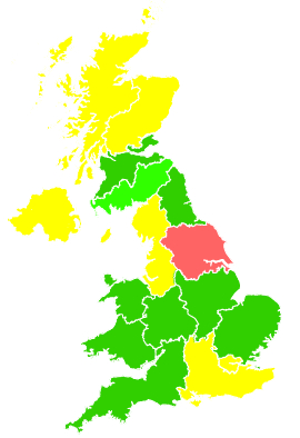 Click on a region for air pollution levels for 18/04/2002