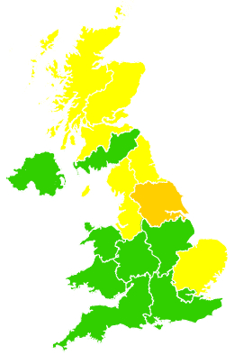 Click on a region for air pollution levels for 18/04/2008
