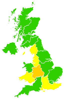 Click on a region for air pollution levels for 18/04/2013