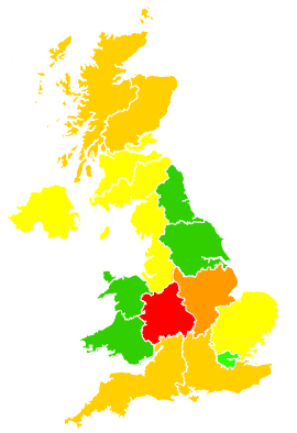 Click on a region for air pollution levels for 18/05/1992