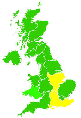 Click on a region for air pollution levels for 18/05/1995