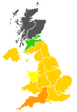Click on a region for air pollution levels for 18/05/1998