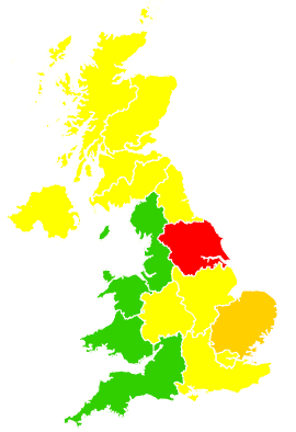 Click on a region for air pollution levels for 18/05/1999
