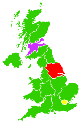 Click on a region for air pollution levels for 18/05/2002