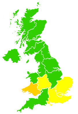 Click on a region for air pollution levels for 18/05/2006