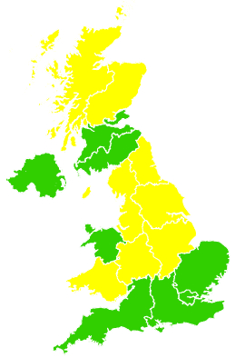 Click on a region for air pollution levels for 18/05/2007
