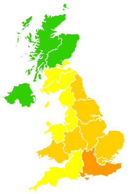 Click on a region for air pollution levels for 18/05/2014