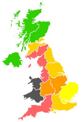 Click on a region for air pollution levels for 18/06/1989