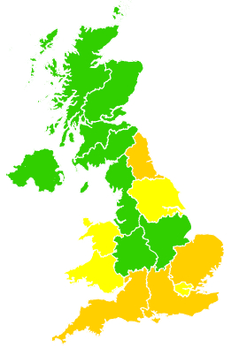 Click on a region for air pollution levels for 18/06/1996