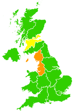 Click on a region for air pollution levels for 18/06/2004