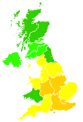 Click on a region for air pollution levels for 18/06/2005