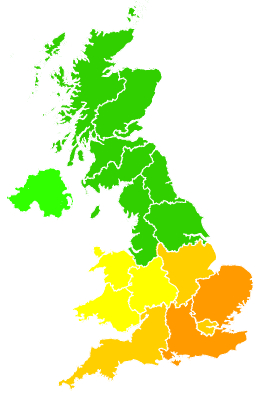 Click on a region for air pollution levels for 18/06/2006