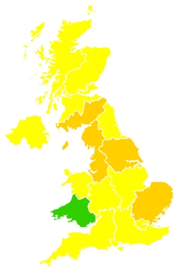 Click on a region for air pollution levels for 18/06/2023