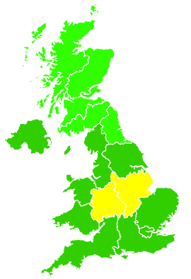 Click on a region for air pollution levels for 18/06/2025