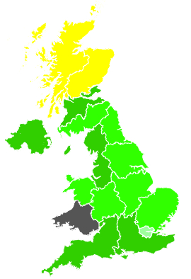 Click on a region for air pollution levels for 18/07/1987