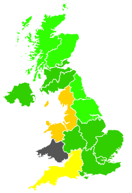 Click on a region for air pollution levels for 18/07/1989