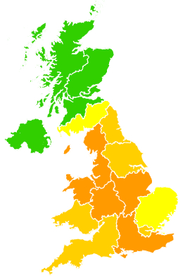 Click on a region for air pollution levels for 18/07/1996