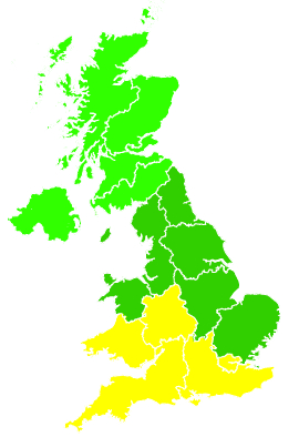 Click on a region for air pollution levels for 18/07/2000