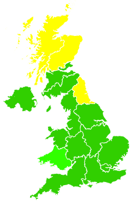 Click on a region for air pollution levels for 18/07/2003