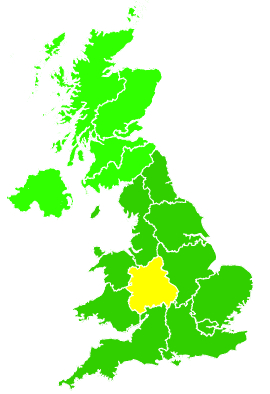 Click on a region for air pollution levels for 18/07/2004