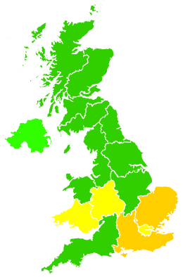 Click on a region for air pollution levels for 18/07/2005