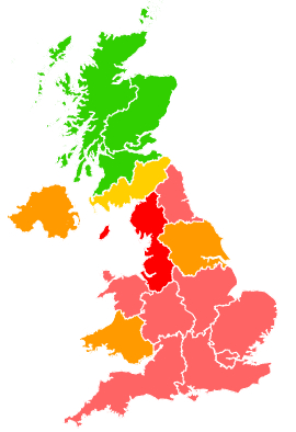 Click on a region for air pollution levels for 18/07/2006