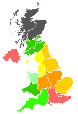 Click on a region for air pollution levels for 18/08/1997