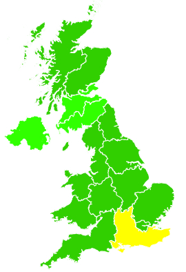 Click on a region for air pollution levels for 18/08/1998