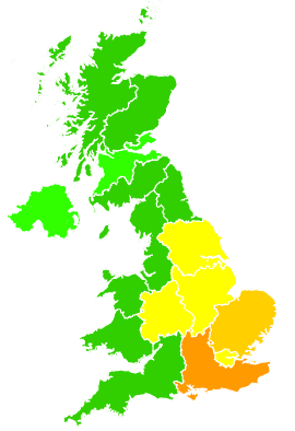 Click on a region for air pollution levels for 18/08/2001