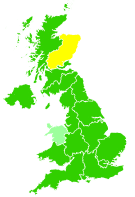 Click on a region for air pollution levels for 18/08/2004