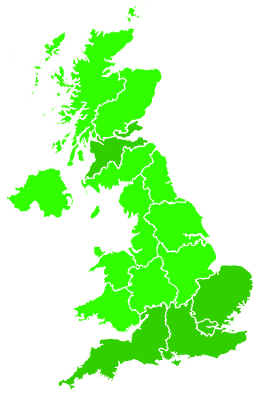 Click on a region for air pollution levels for 18/08/2007