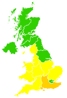 Click on a region for air pollution levels for 18/08/2016