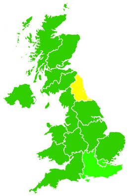 Click on a region for air pollution levels for 18/09/1995