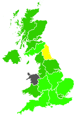 Click on a region for air pollution levels for 18/09/1998