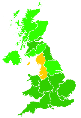 Click on a region for air pollution levels for 18/09/2000