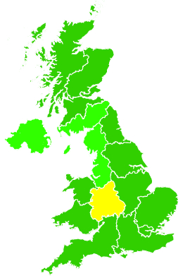 Click on a region for air pollution levels for 18/09/2002