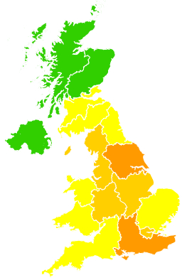 Click on a region for air pollution levels for 18/09/2003