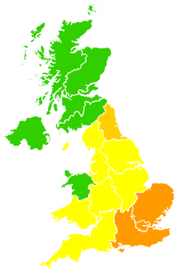Click on a region for air pollution levels for 18/09/2014