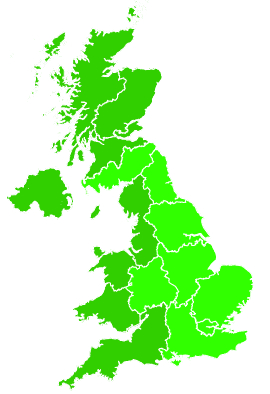 Click on a region for air pollution levels for 18/10/1992