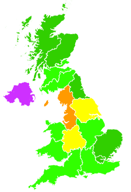 Click on a region for air pollution levels for 18/10/1993