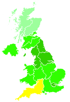Click on a region for air pollution levels for 18/10/1994