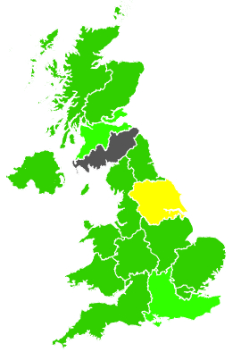 Click on a region for air pollution levels for 18/10/1997