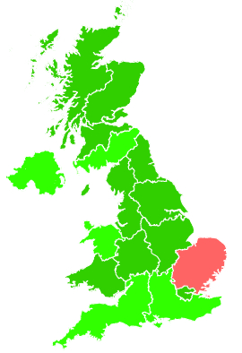 Click on a region for air pollution levels for 18/10/2003