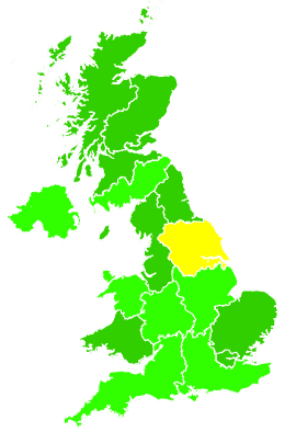 Click on a region for air pollution levels for 18/10/2005