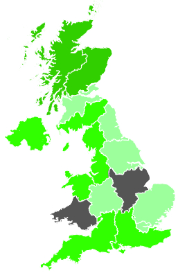 Click on a region for air pollution levels for 18/11/1987