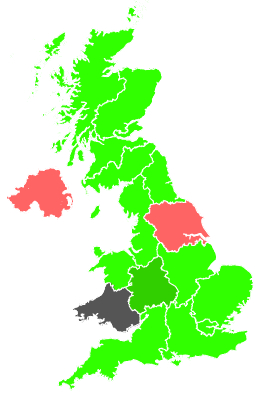 Click on a region for air pollution levels for 18/11/1991