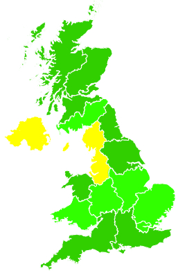 Click on a region for air pollution levels for 18/11/1994